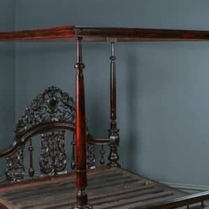 Antique 5ft 8” Victorian Anglo-Indian Colonial Raj King Size Four Poster Bed (Circa 1880)