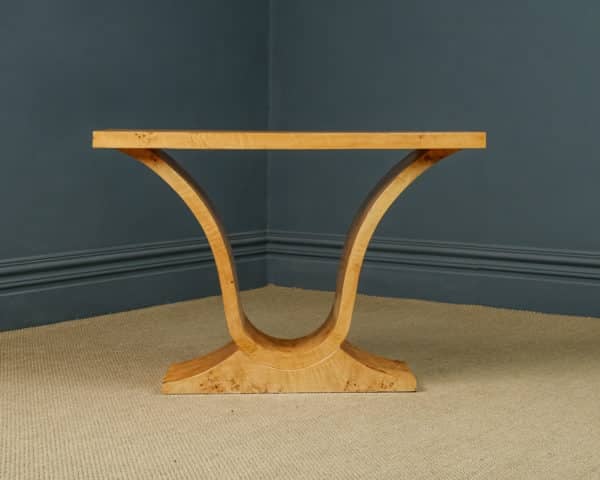 Vintage English Art Deco Birds Eye Maple Console / Side / Occasional / Hall Table (Circa 1970)