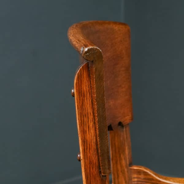 Antique English Edwardian Art Nouveau Oak & Red Leather Revolving Office Desk Arm Chair (Circa 1910)