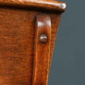 Antique English Edwardian Art Nouveau Oak & Red Leather Revolving Office Desk Arm Chair (Circa 1910)