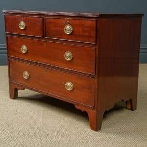 Small Antique English Georgian Mahogany Chest of Drawers / Bedside (Circa 1810)