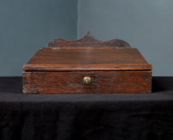 Small Antique English 18th Century Georgian Oak Sloped Writing / Stationery / Letter Box / Chest (Circa 1790)