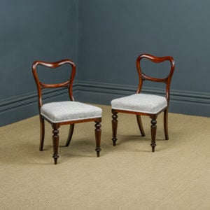 Antique English Victorian Pair Two Mahogany Kidney Back Balloon Occasional Salon Dining Office Chairs (Circa 1860)