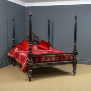 Antique 5ft 8” Victorian Anglo-Indian Colonial Raj King Size Four Poster Bed (Circa 1880)