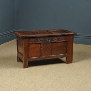 Antique English 18th Century Georgian Oak Joined & Panelled Coffer Chest Blanket Box Trunk (Circa 1720)