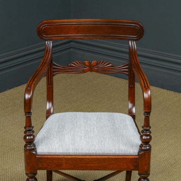 Antique English Georgian Regency Mahogany Dining Office Desk Occasional Armchair / Carver Chair (Circa 1825)