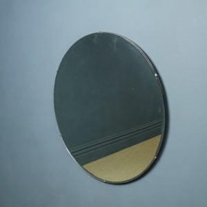 Antique English Art Deco Circular Round Shaped Hanging Wall Mirror (Circa 1930)