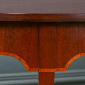 Antique English Pair of Georgian Mahogany & Boxwood Console Side Hall Occasional Demi Lune Tables (Circa 1800)