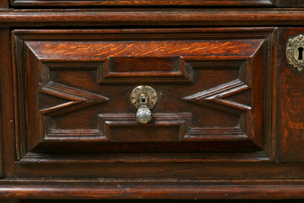 Small Antique English 17th Century William & Mary Oak Geometric Moulded Chest of Drawers (Circa 1690)