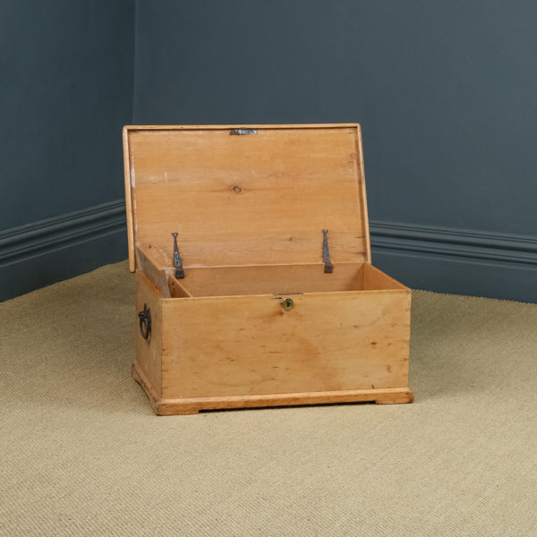 Antique English Victorian Pine Flat-Top Blanket Chest / Box / Trunk / Ottoman / Coffee Table (Circa 1860)