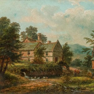 Antique Welsh Victorian Rural Farmstead Landscape Oil Painting Picture by Thomas Henry Thomas (Circa 1870)