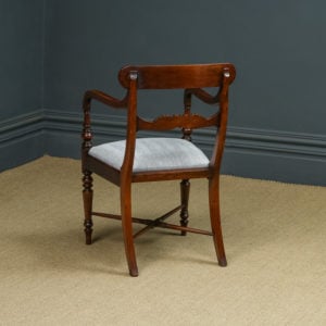 Antique English Georgian Regency Mahogany Dining Office Desk Occasional Armchair / Carver Chair (Circa 1825)