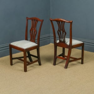 Antique English Pair of Georgian Chippendale Mahogany Office Desk Dining Chairs (Circa 1780)